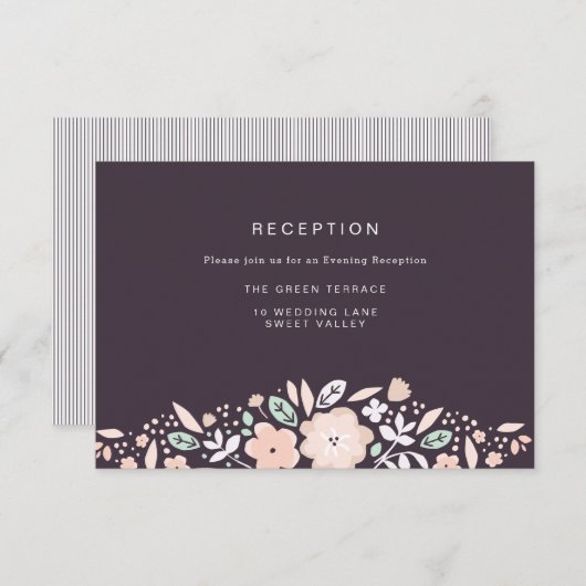 Trouwontvangstkaart met wervelwind bloemen kaart (Voorkant / Achterkant)