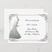 Trouwontvangstkaart met witte pauw kaart (Voorkant / Achterkant)