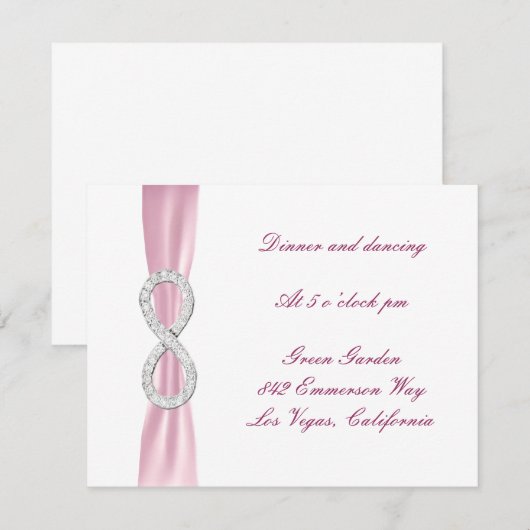 Trouwontvangstkaart Pink Diamond Infinity Kaart (Voorkant / Achterkant)