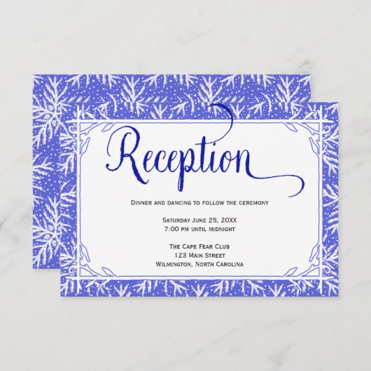 Trouwontvangstkaart Winter Snowflakes Informatiekaartje (Voorkant / Achterkant)