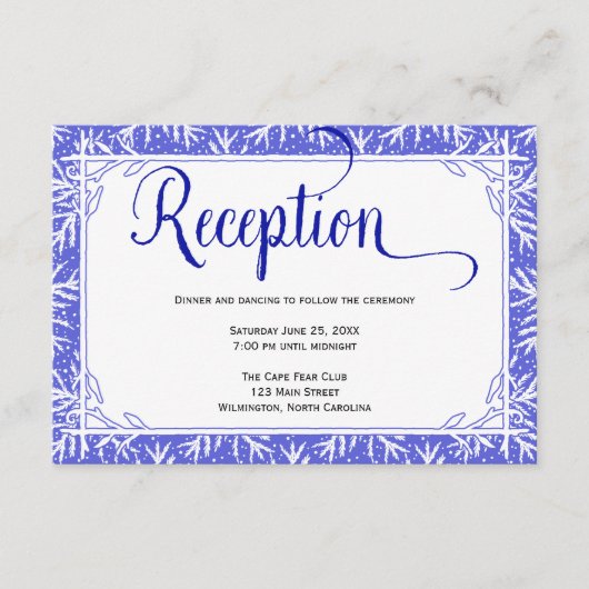 Trouwontvangstkaart Winter Snowflakes Informatiekaartje (Voorkant)