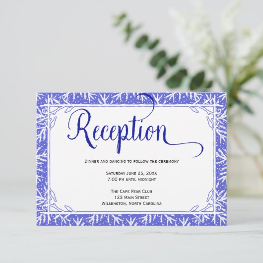 Trouwontvangstkaart Winter Snowflakes Informatiekaartje (Staand voorkant)