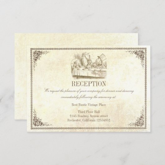 Trouwontvangstkaarten Alice in Wonderland Informatiekaartje (Voorkant / Achterkant)