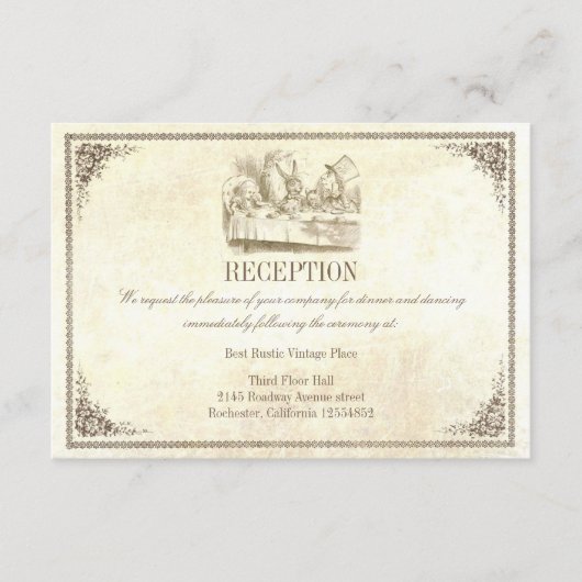 Trouwontvangstkaarten Alice in Wonderland Informatiekaartje (Voorkant)