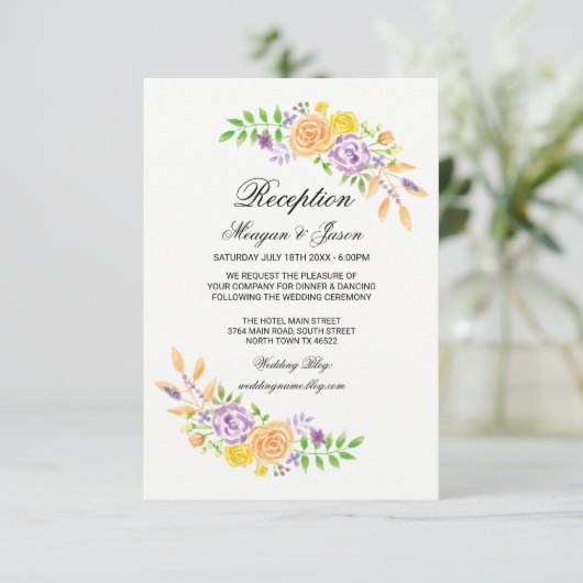 Trouwontvangstkaarten Bloemendetails Insteekkaart Kaart (Staand voorkant)