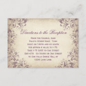 Trouwontvangstkaarten met paarse bloemmotieven in  informatiekaartje (Achterkant)