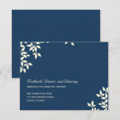 Trouwontvangstkaarten met vallende bladeren (marin informatiekaartje (Voorkant / Achterkant)