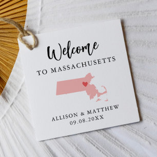 Trouwontvangsttas in elke kleur Massachusetts Bedankjes Labels