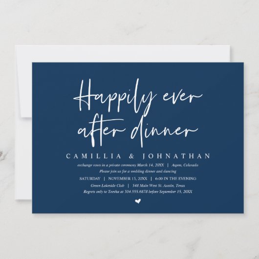 Trouwontvluchting, 'Happily Ever after dinner' Kaart (Voorkant)