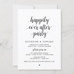 Trouwontvluchting, Happily Ever After-feest uitnod Kaart