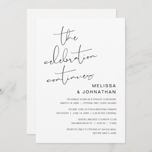 Trouwontvluchting, Het Feest Gaat Door Uitnodiging (Voorkant / Achterkant)
