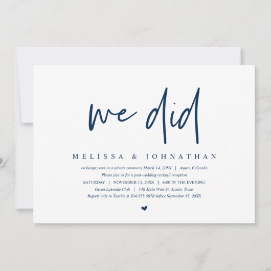 Trouwontvluchting, modern minimalistisch, we feest kaart (Voorkant)