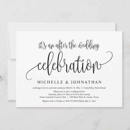 Trouwontvluchting, na de bruiloftsfeest kaart (Voorkant)