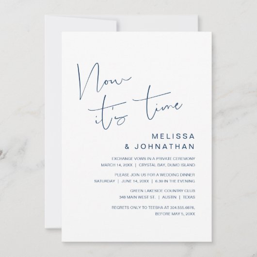 Trouwontvluchting, Nu is het tijd, klassiek Navybl Kaart (Voorkant)