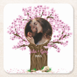 Trouwpaar aangepaste foto kartonnen onderzetters