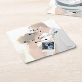 Trouwpaar aangepaste foto kartonnen onderzetters (Schuin)