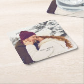 Trouwpaar aangepaste foto kartonnen onderzetters (Schuin)
