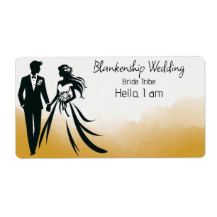 Trouwpaar Abstracte Achtergrond Label Naam Tag