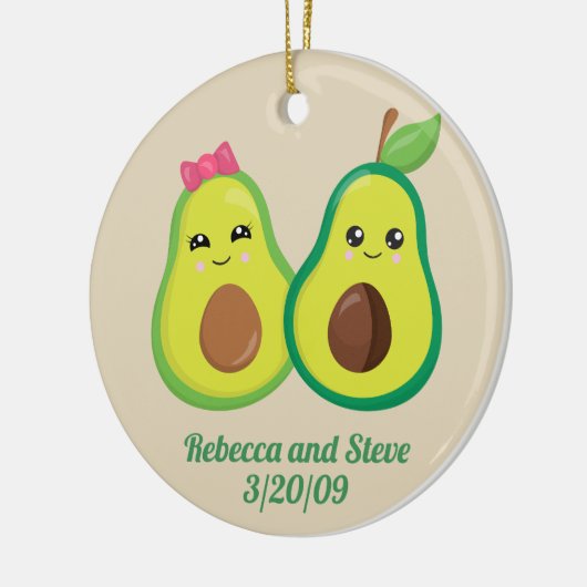 Trouwpaar Avocado Schattige Jubileum Keramisch Ornament (Links)