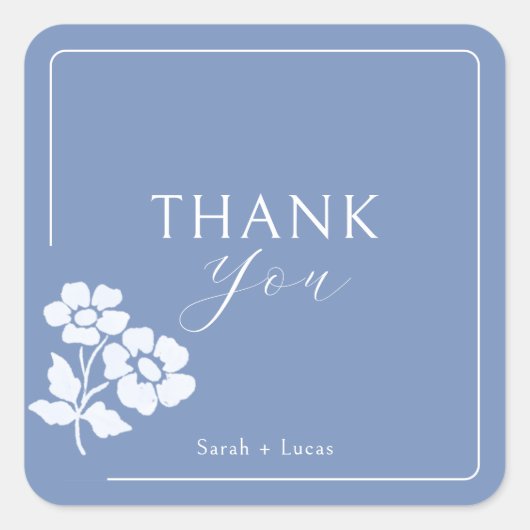 Trouwpaar Bloemen Dank u Sticker (Voorkant)