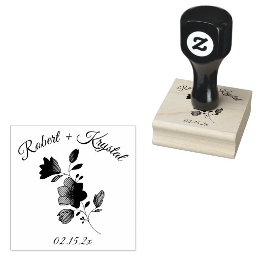 Trouwpaar Bloemen  Rubberstempel (Gestempeld)