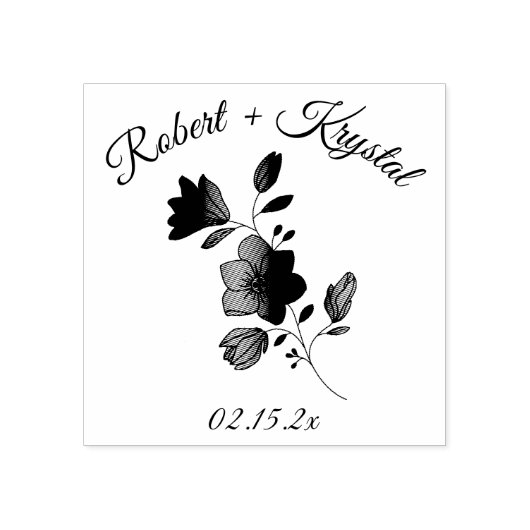 Trouwpaar Bloemen  Rubberstempel (Afrduk)