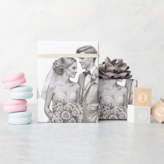 Trouwpaar bruid & bruidegom cadeaupapier (Baby Shower)