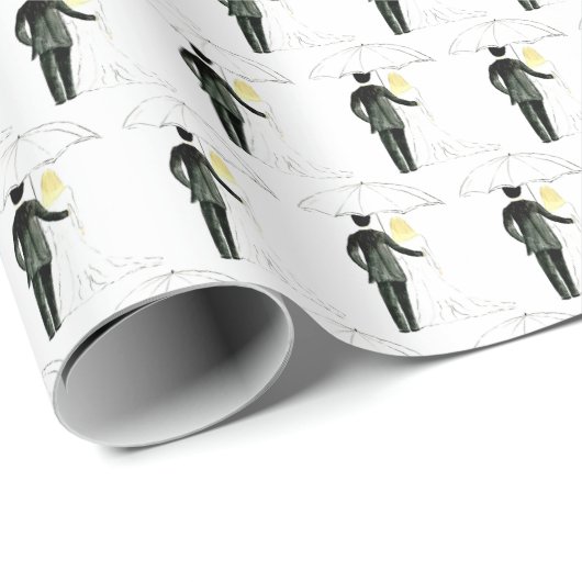 Trouwpaar Bruid Bruidegom Modern Inpakpapier (Rol Hoek)