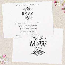 Trouwpaar Eenvoudige Monogram Initiaal Minimalisti RSVP Kaartje