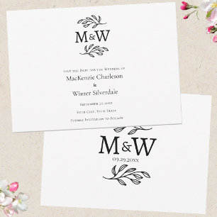 Trouwpaar Eenvoudige Monogram Initiaal Minimalisti Save The Date