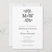 Trouwpaar Eenvoudige Monogram Initialen Minimalist Kaart (Voorkant)