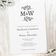 Trouwpaar Eenvoudige Monogram Initialen Minimalist