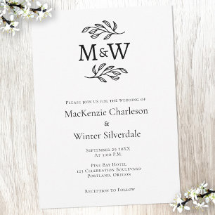 Trouwpaar Eenvoudige Monogram Initialen Minimalist Kaart