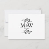 Trouwpaar Eenvoudige Monogram Initialen Minimalist RSVP Kaartje (Achterkant)