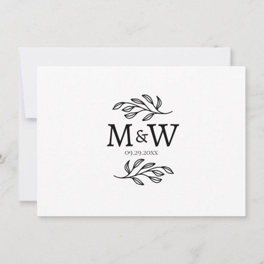 Trouwpaar Eenvoudige Monogram Initialen Minimalist Save The Date (Achterkant)