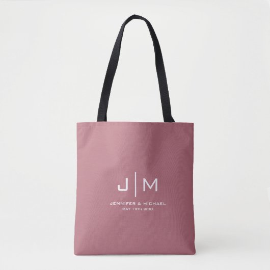 Trouwpaar Elegant Monogram Roos Gouden Schouder Tote Bag (Voorkant)