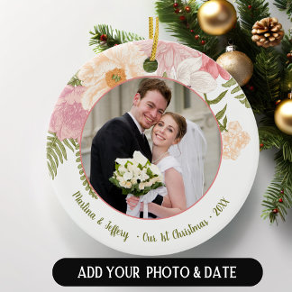 Trouwpaar foto Eerste kerst Ornament