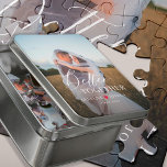 Trouwpaar foto gepersonaliseerd puzzel<br><div class="desc">Creëer uw eigen elegante "Better Together" typografie quote overlay trouwfoto Keepsake gepersonaliseerde cadeau puzzel met paar namen,  rood hart,  en jouw tekst.</div>