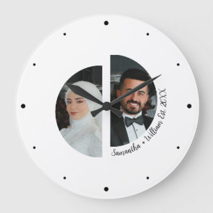 Trouwpaar foto met namen en datum wandklok