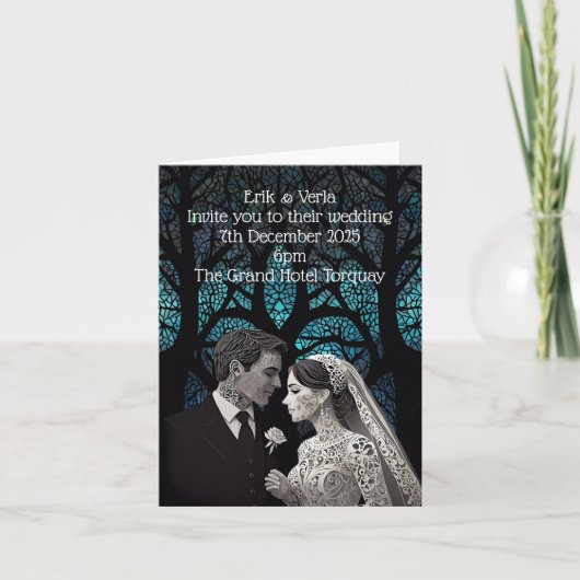 Trouwpaar gemaakt van papier op blauwe levensboom (Voorkant)