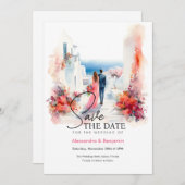 Trouwpaar | Griekse Thema | Bewaar de datum Kaart (Voorkant / Achterkant)