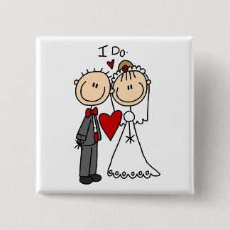 Trouwpaar I Do T-shirts en cadeaus Vierkante Button 5,1 Cm