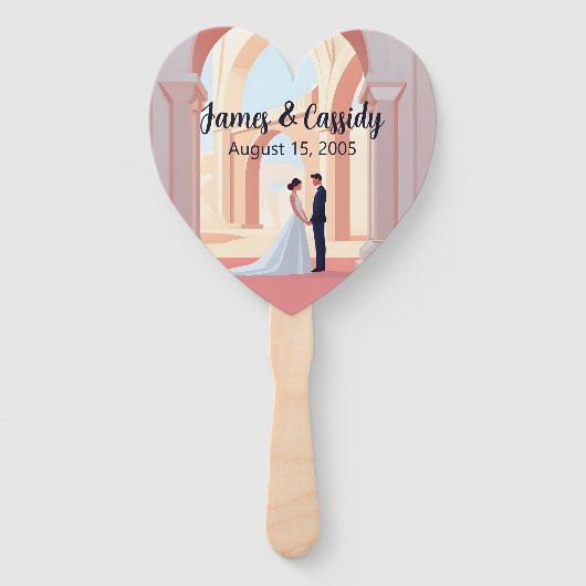 Trouwpaar illustratie onder Colosseum Arch Handwaaier (Voorkant)