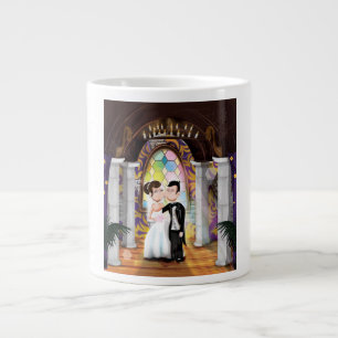Trouwpaar in de kerk grote koffiekop