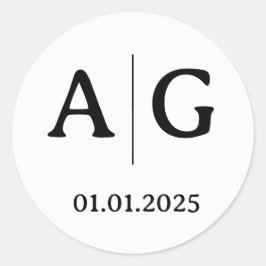 Trouwpaar Initiaal labels | Rond wit