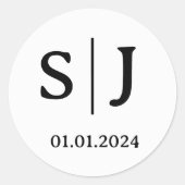 Trouwpaar Initiaal labels | Rond wit (Voorkant)