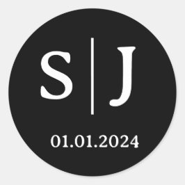 Trouwpaar Initiaal labels | Ronde zwarte gebeurten