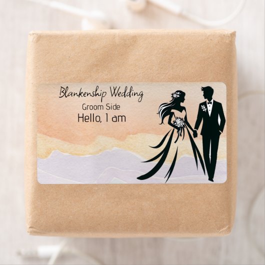 Trouwpaar Kleurrijke Waterverf Label Naam Tag (Insitu)