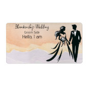 Trouwpaar Kleurrijke Waterverf Label Naam Tag (Voorkant)