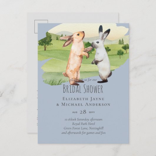 Trouwpaar Konijnen Landtuin Briefkaart (Voorkant / Achterkant)